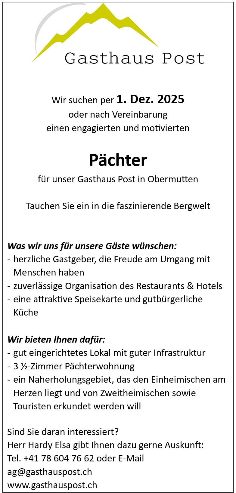 Inserat Gasthaus Post 2025